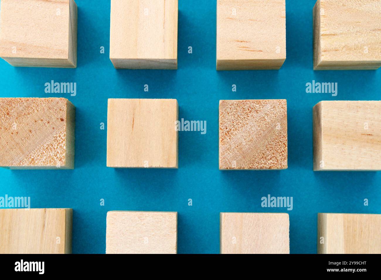 Blue background with wooden cubes Stock Photo - Alamy