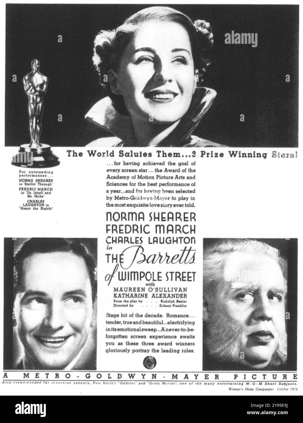 1934 'The Barretts of Wimpole Street'' poster - drama film directed by Sidney Franklin, with Norma Shearer, Frederick March, Charles Laughton Stock Photo