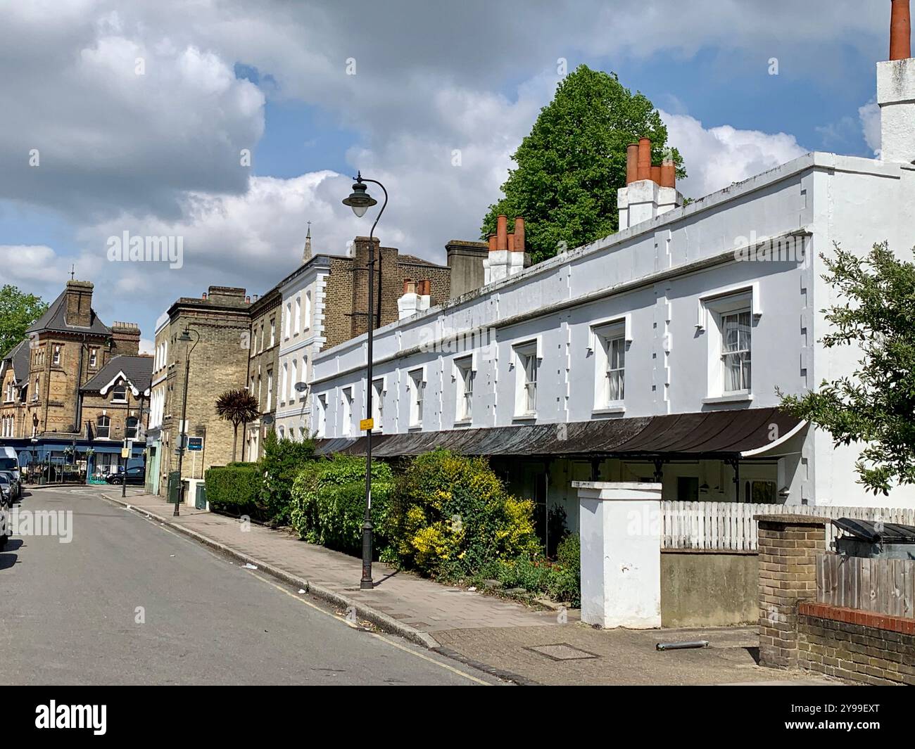 Row of Victorian cottages, Belvedere road Conservation area, upper Norwood, London, SE19 - Smartphone Captured Stock Image