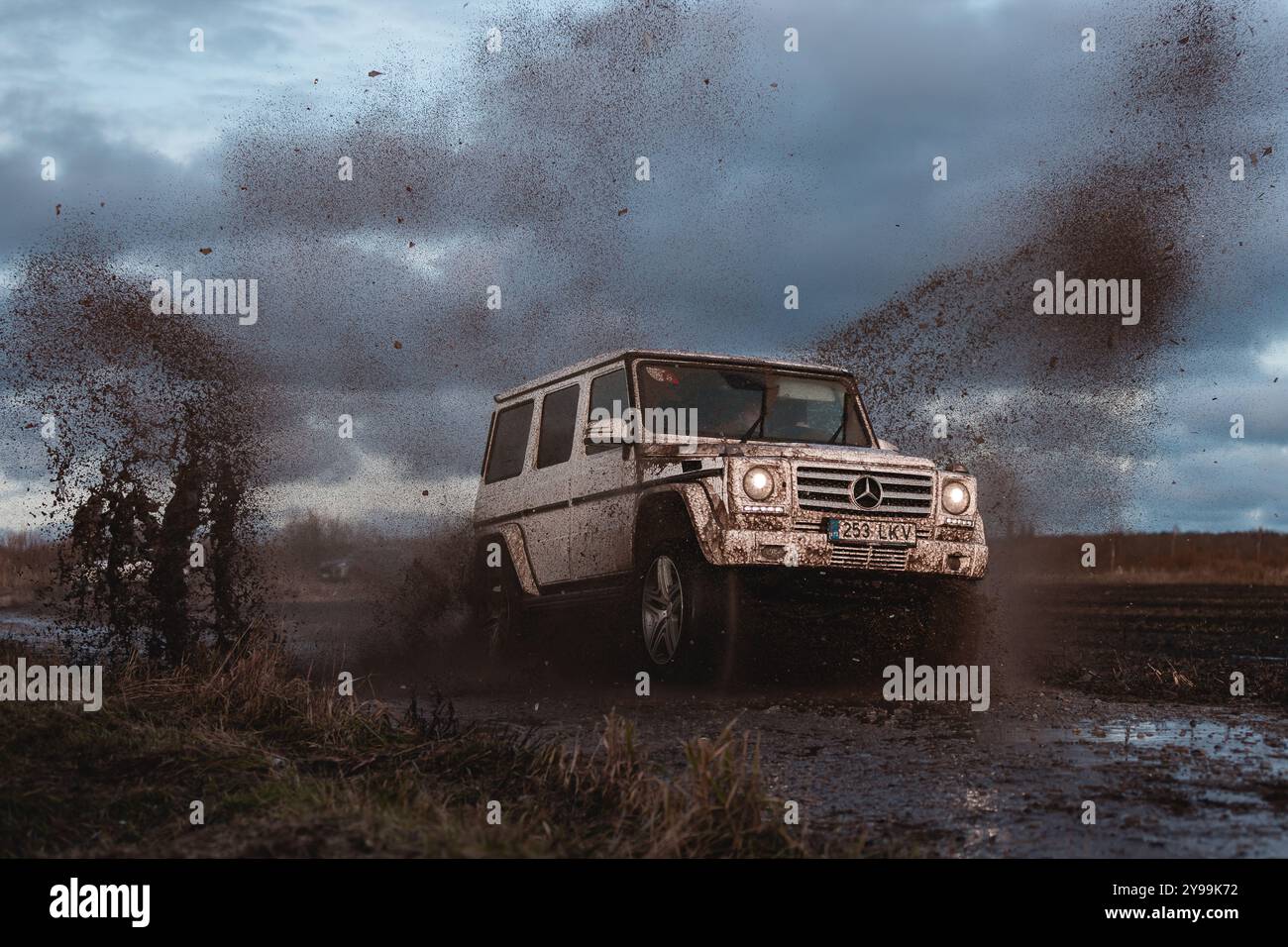 G-class Mercedes jumping Stock Photo