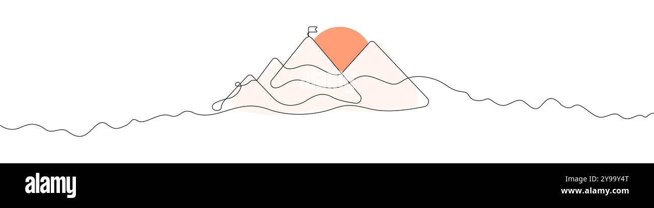 One line Pyramids icon vector background. Mountains icon. Continuous ...