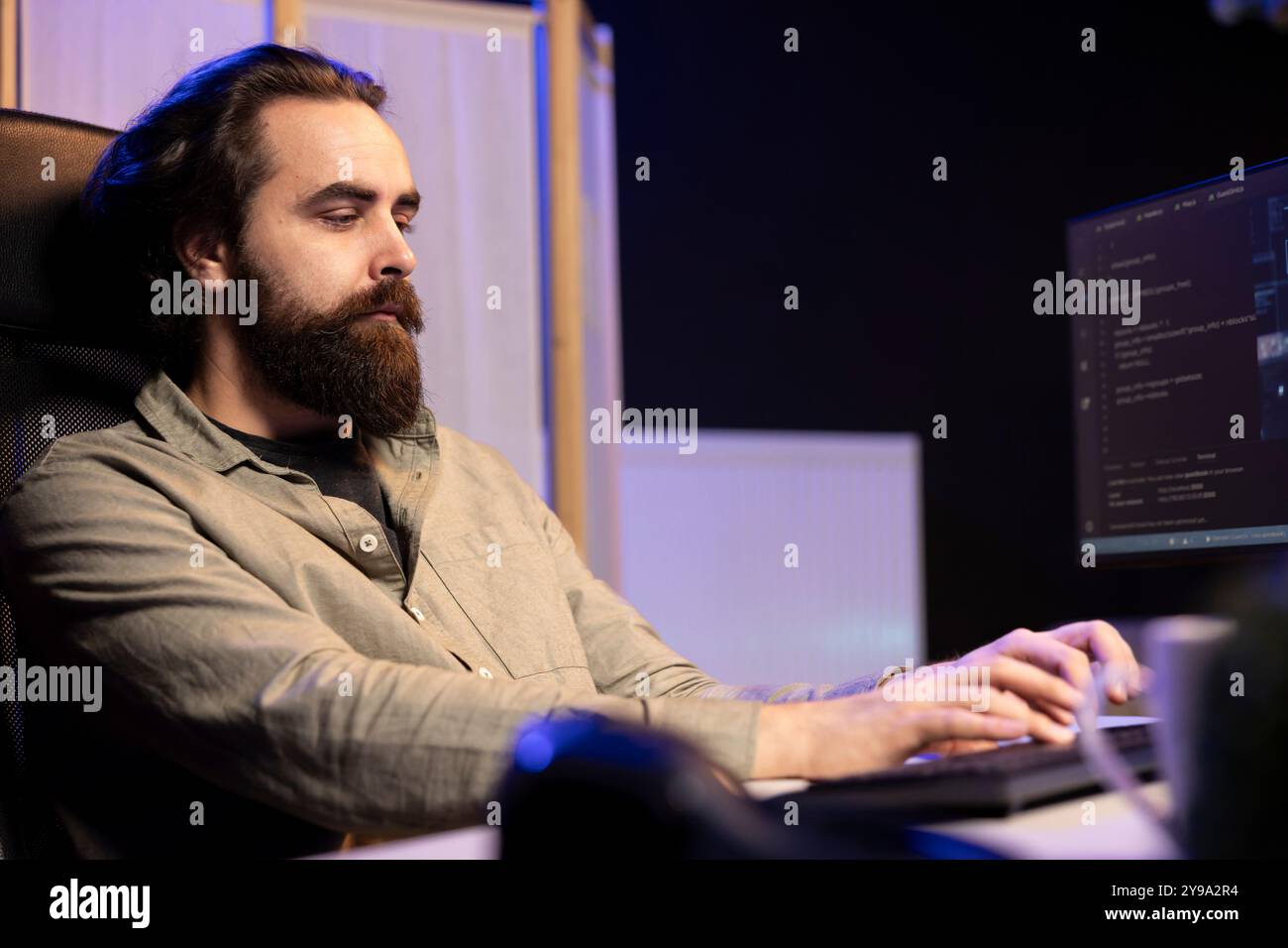 Computer scientist updating artificial intelligence machine learning ...