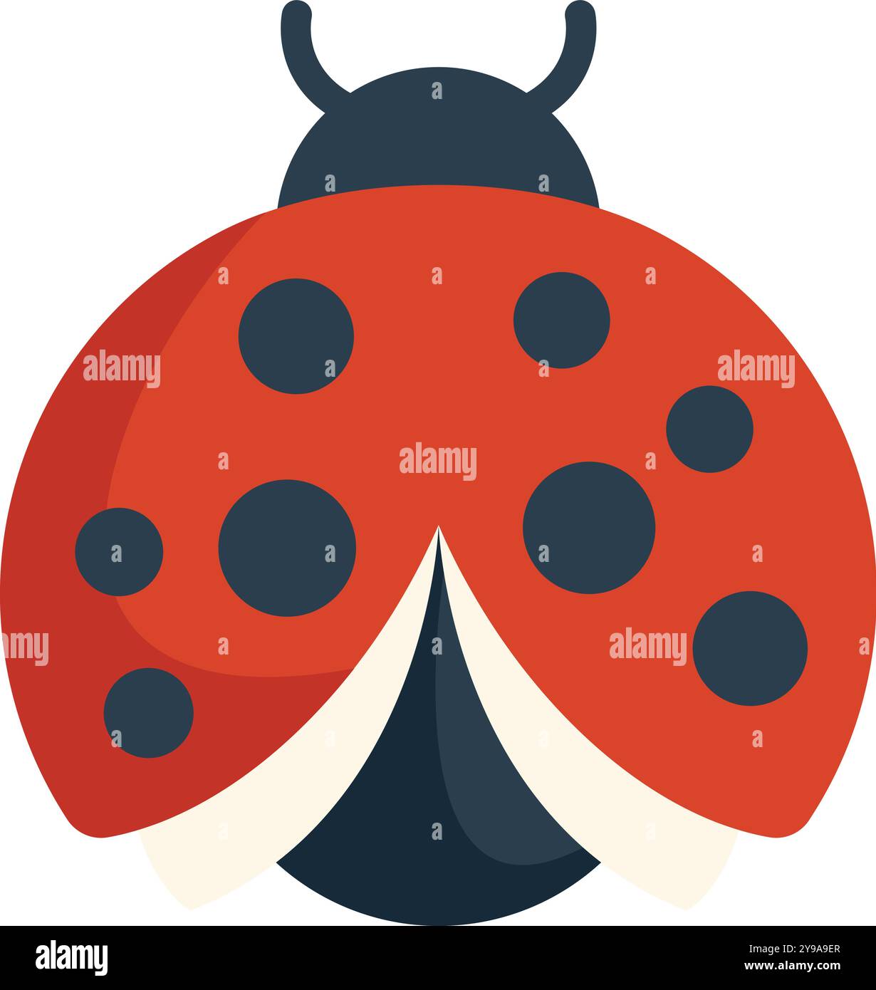 Cute ladybug is opening its wings to take flight Stock Vector Image ...