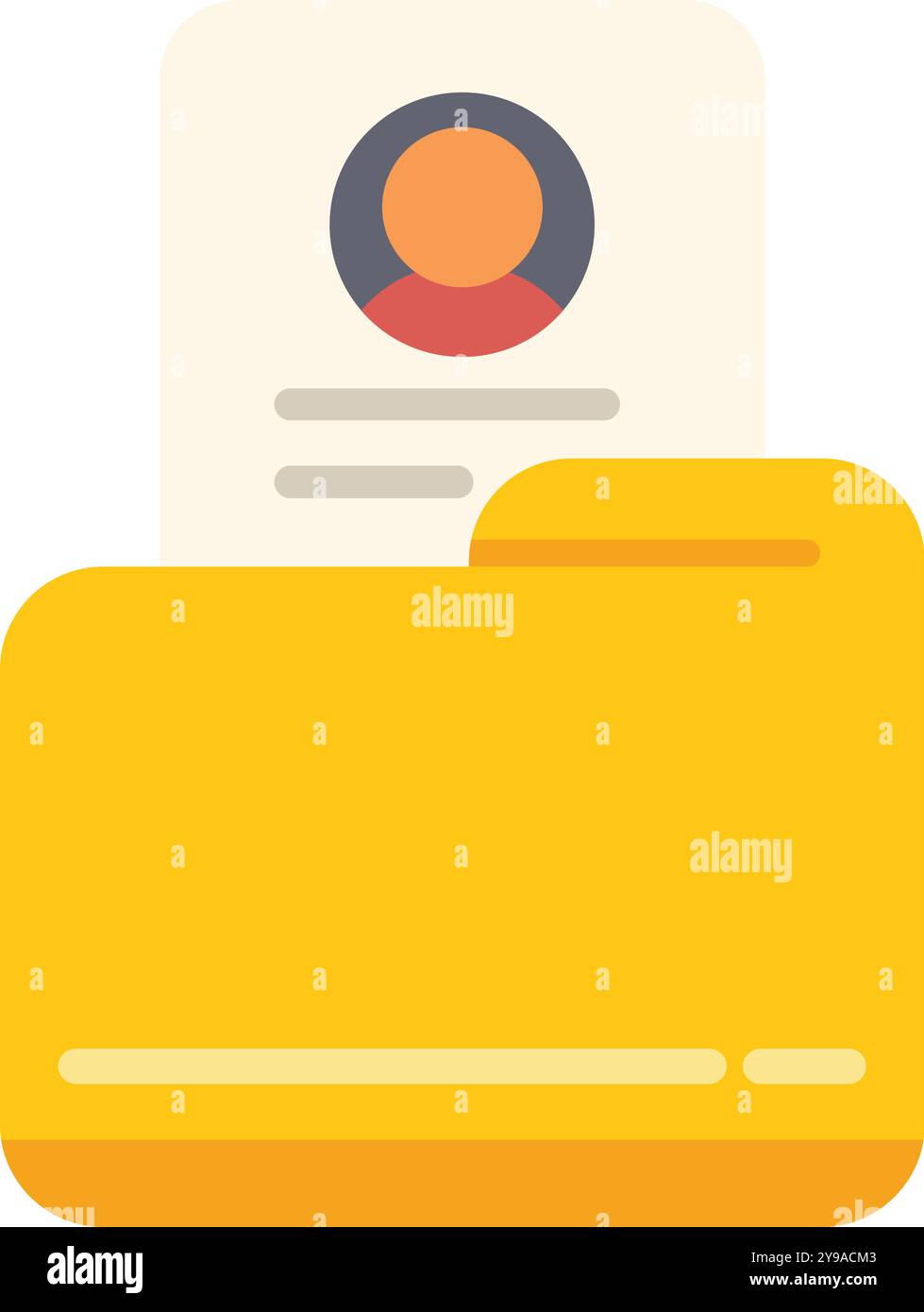 This vector icon shows a yellow folder storing personal profile information Stock Vector