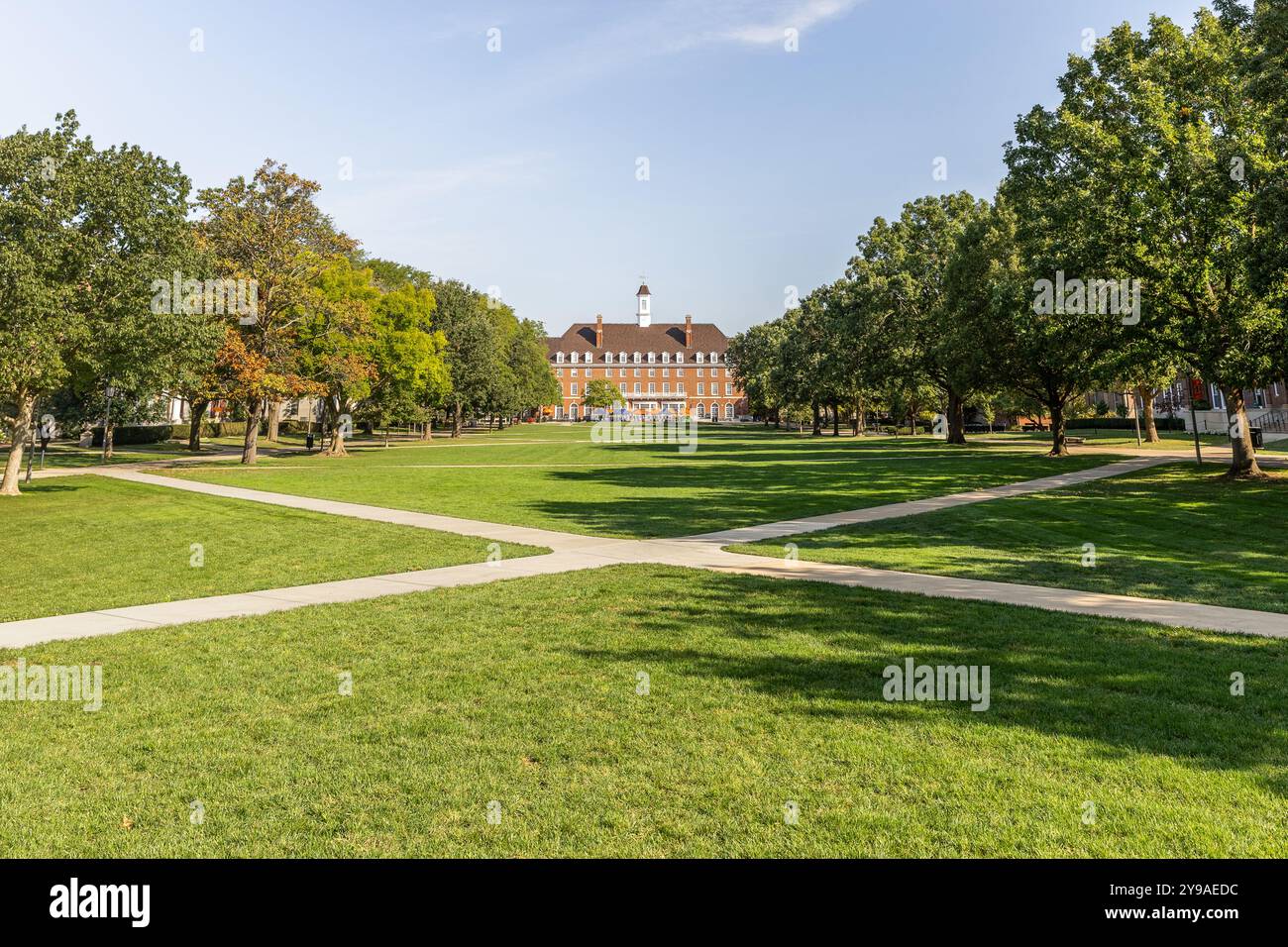 The University of Illinois is a public research university that was founded in 1867.  The main quad on campus. Stock Photo