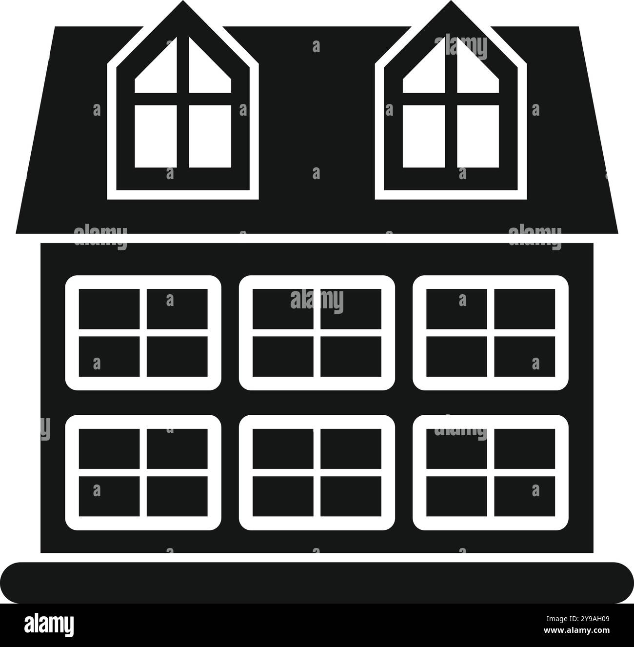 Simple icon of a two storey house with attic windows presenting modern ...
