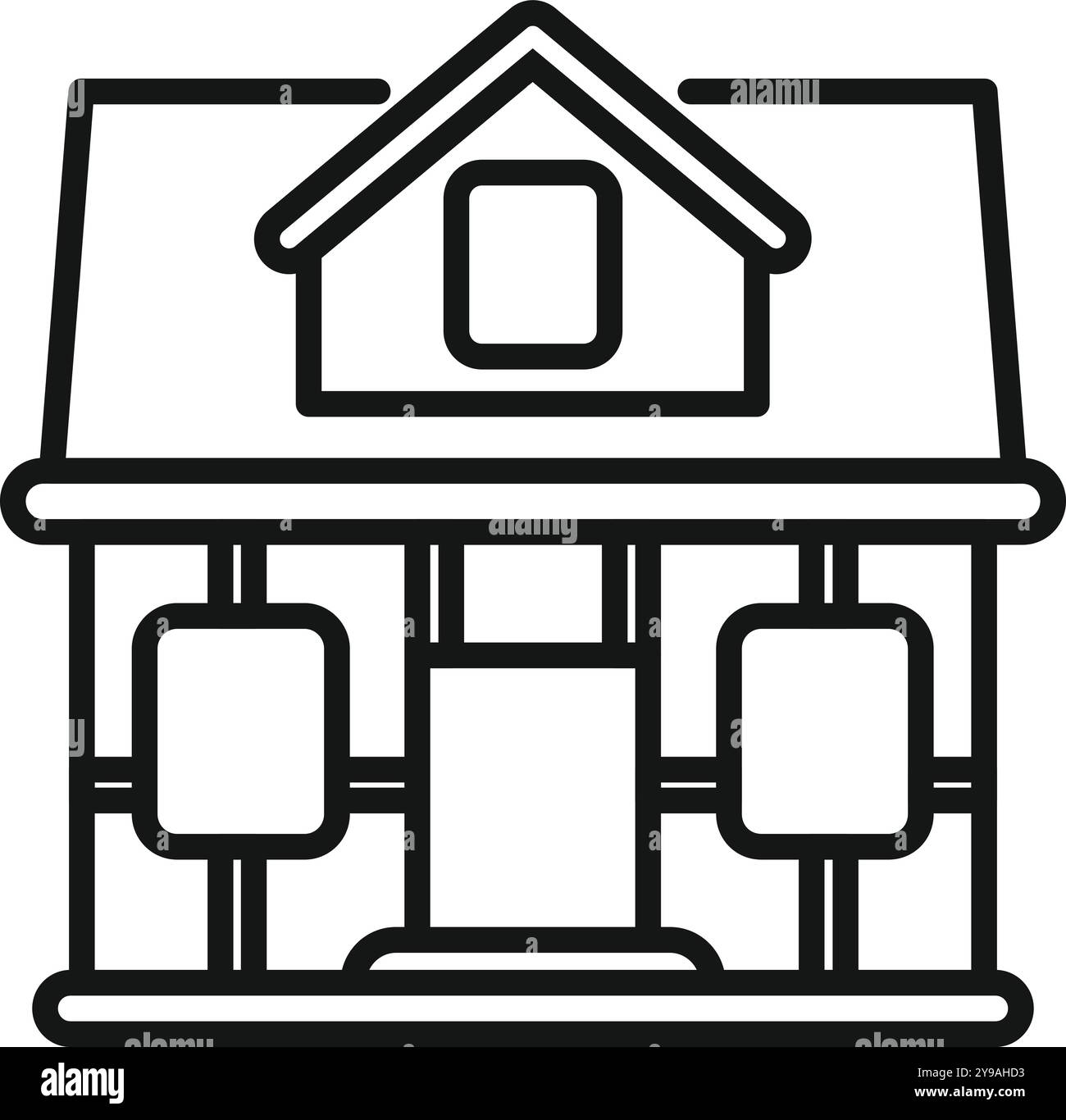 Simple outline icon of a house on stilts over water, perfect for web ...