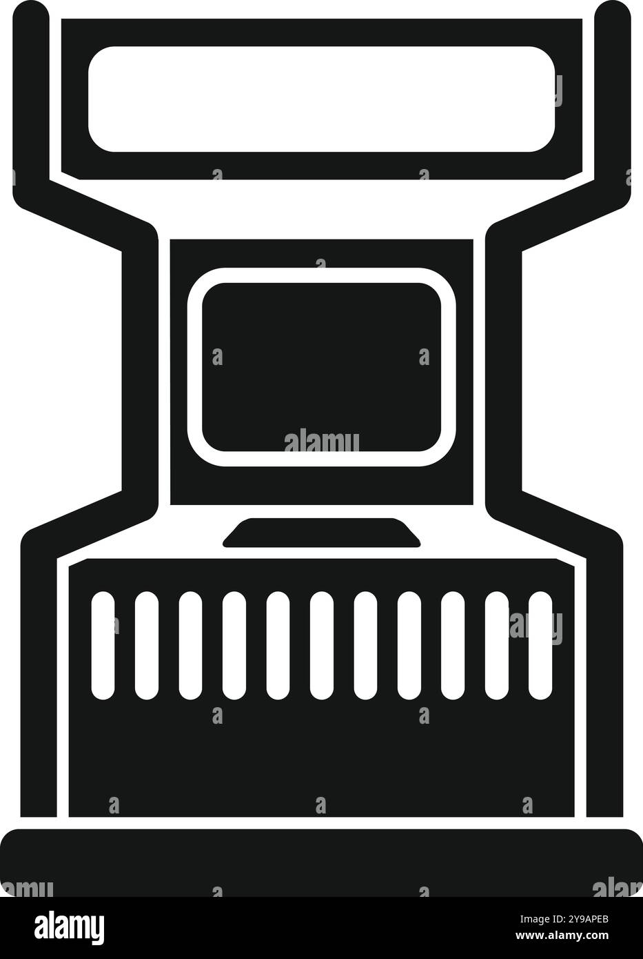 Black silhouette of a classic arcade game machine, featuring a screen ...