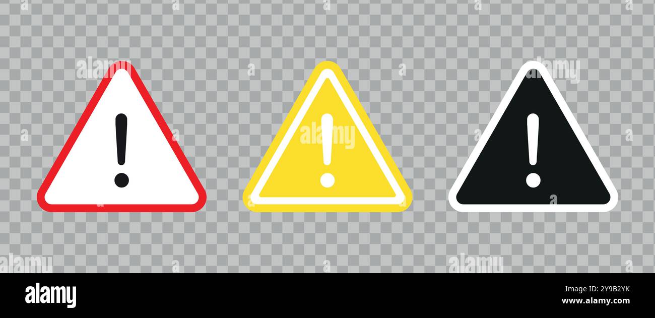 Caution signs set. Exclamation mark. Stock Vector