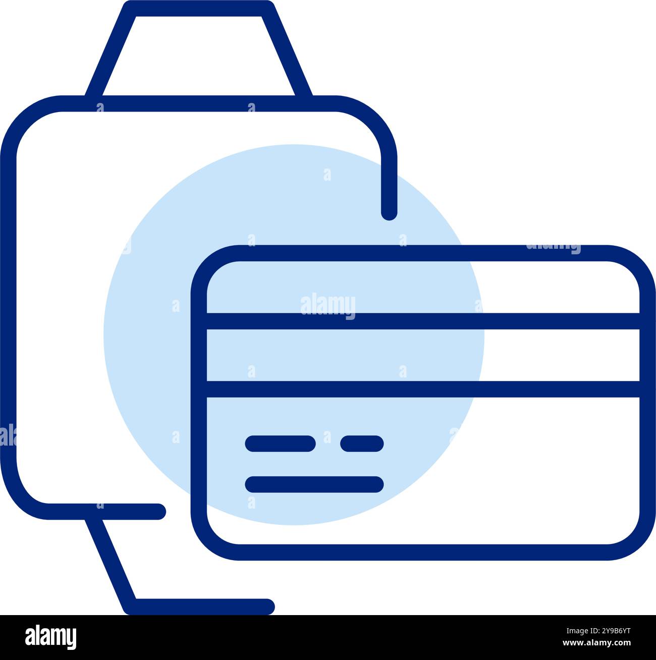 Smart watch with credit card. One tap mobile payments. Pixel perfect, editable stroke vector icon Stock Vector