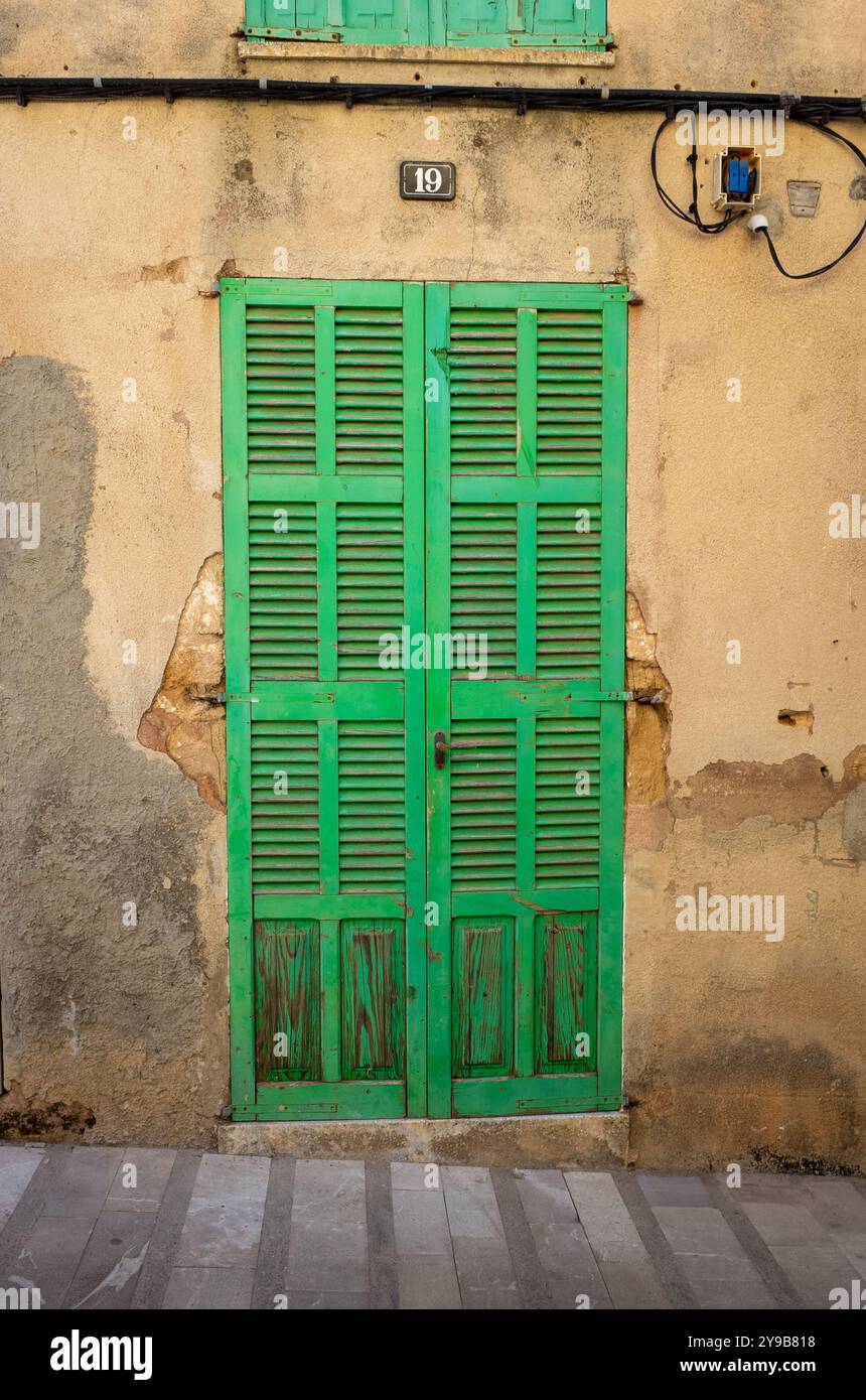 Green Spanish old Door Stock Photo