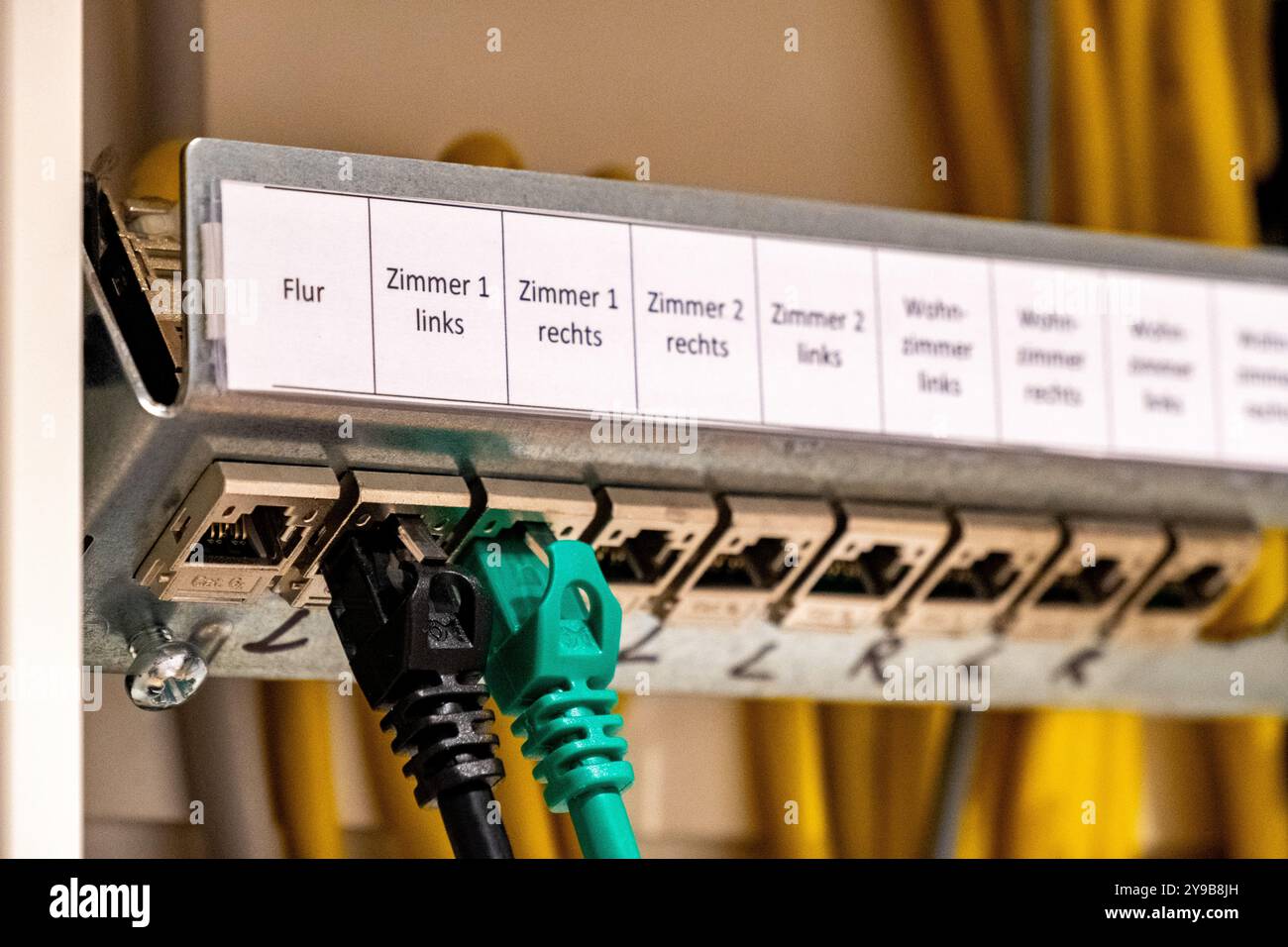 Ethernet network sockets or ports in a switch cabinet for distribution ...