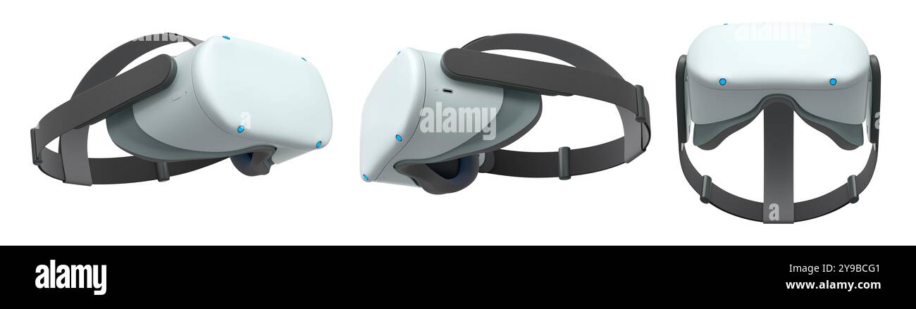 Virtual reality glasses and headset isolated on white background with ...
