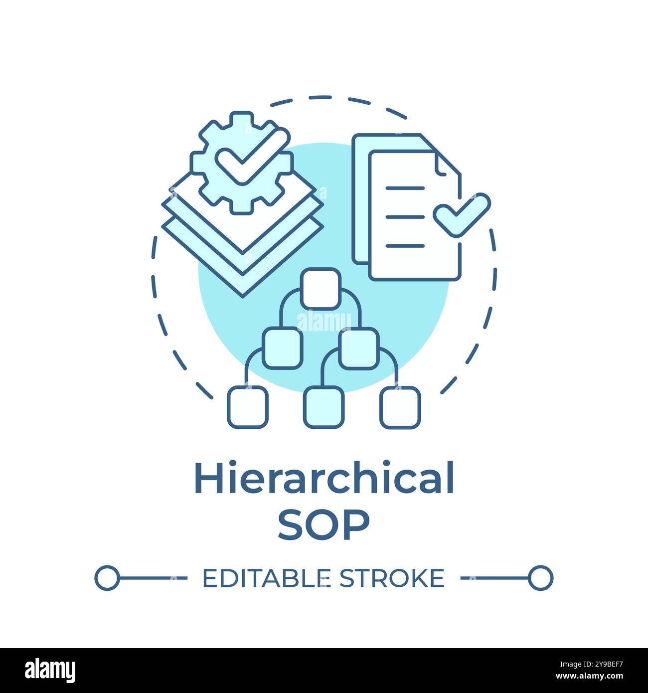 Hierarchical sop soft blue concept icon Stock Vector