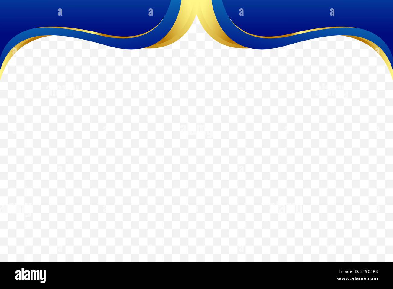 Blue and Gold curve wavy vector border for footer header background ...