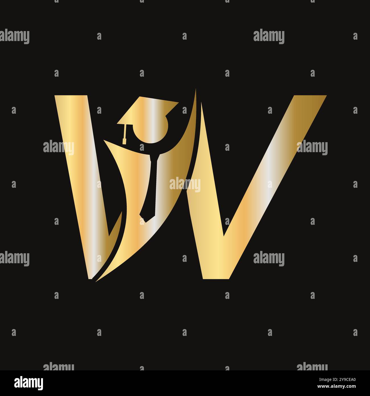 Letter W Education Logo Concept With Graduation Hat. Academy Graduation ...
