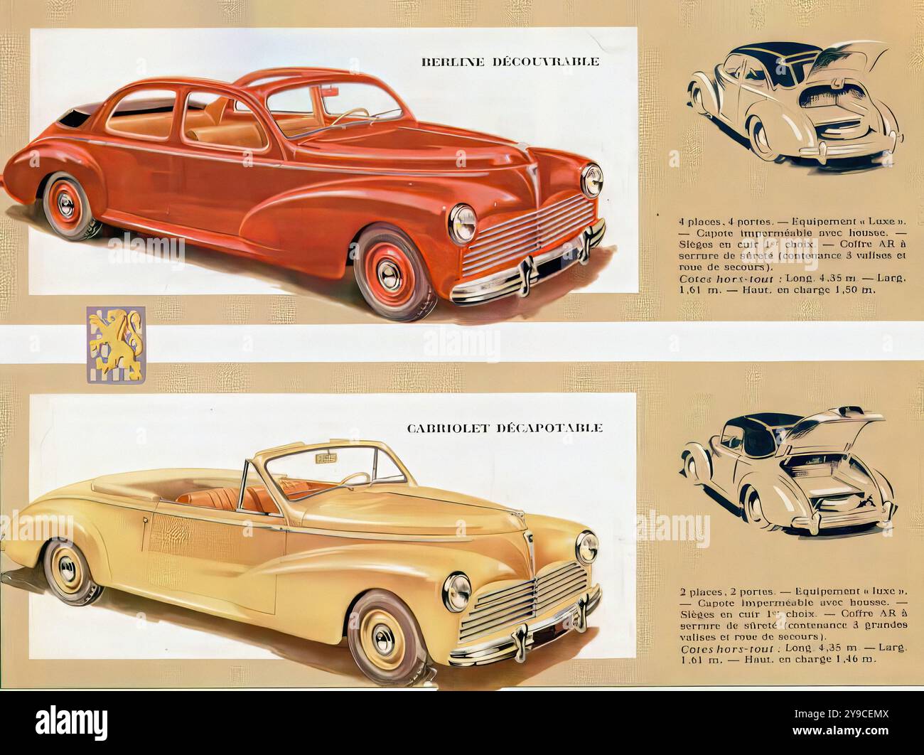 Peugeot 203 Berline Découvrable & Cabriolet Décapotable (1952 
