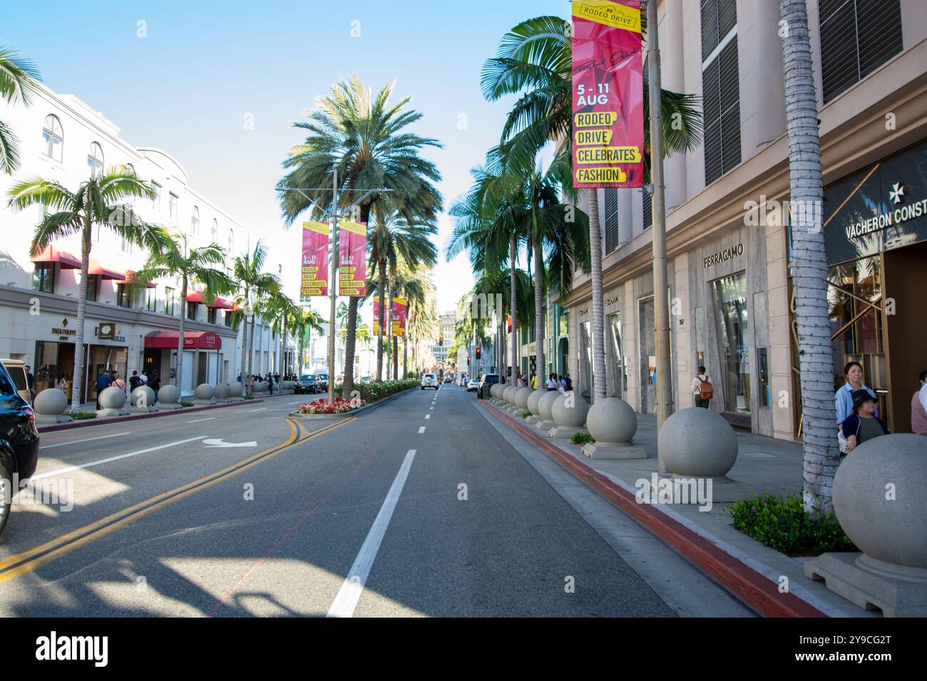 Rodeo Drive in Beverly Hills in Los Angeles, a famous street from the ...