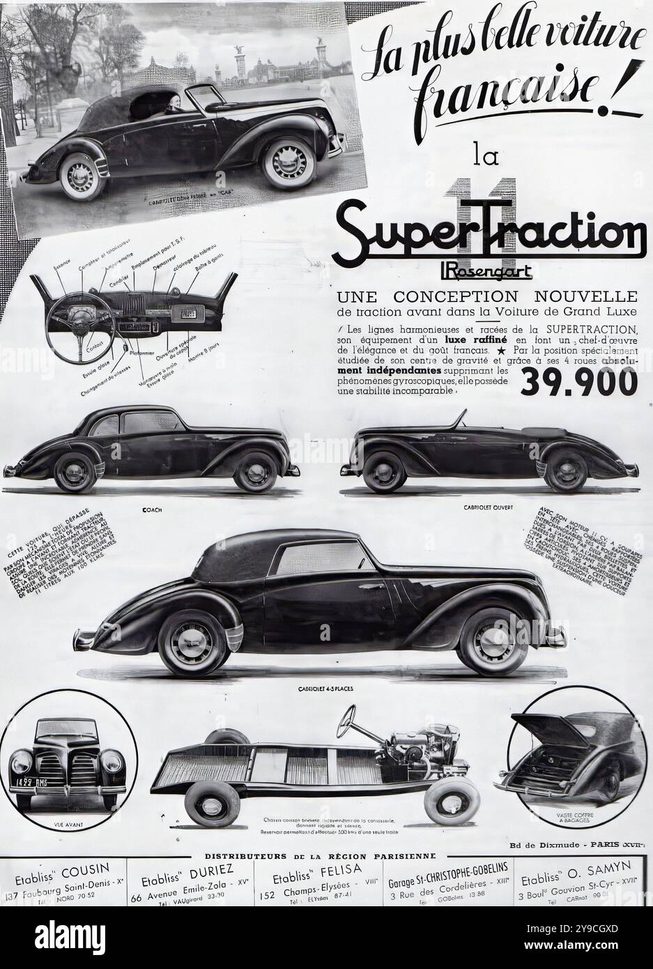 Miniature 1/43 Rosengart Supertraction Cabriolet 1939 - MA COLLECTION Brianza