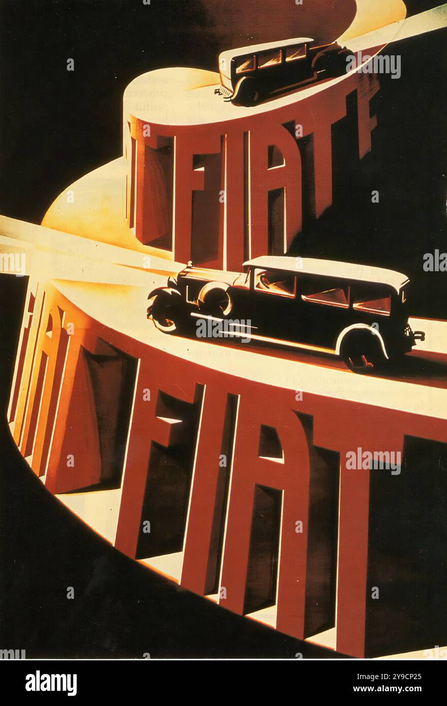 Vintage FIAT Poster - Vintage press car advertising Stock Photo - Alamy