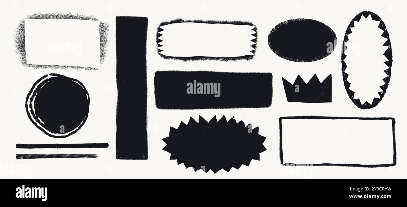 Simple shapes with rough torn edges. Grunge style various Vector ...