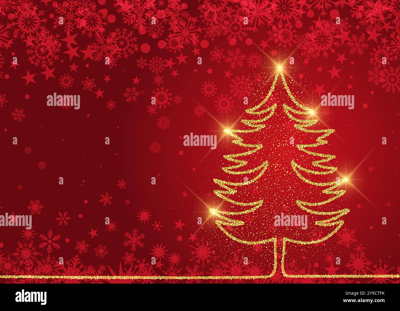 Christmas background with a glittering gold tree design Stock Vector