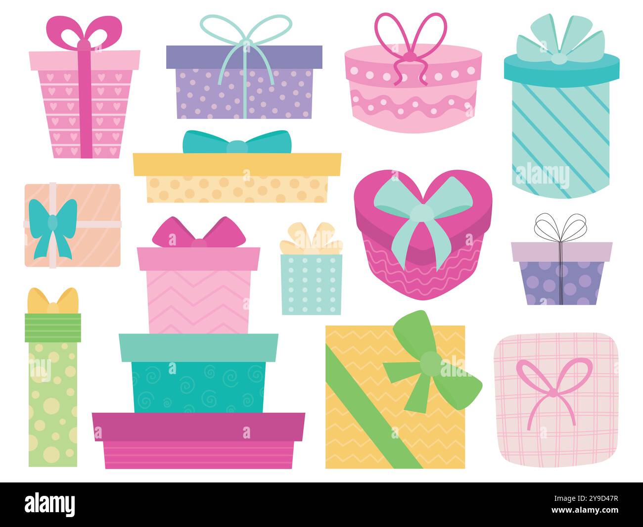 Gift boxes with ribbon bow vector set Stock Vector Image & Art - Alamy