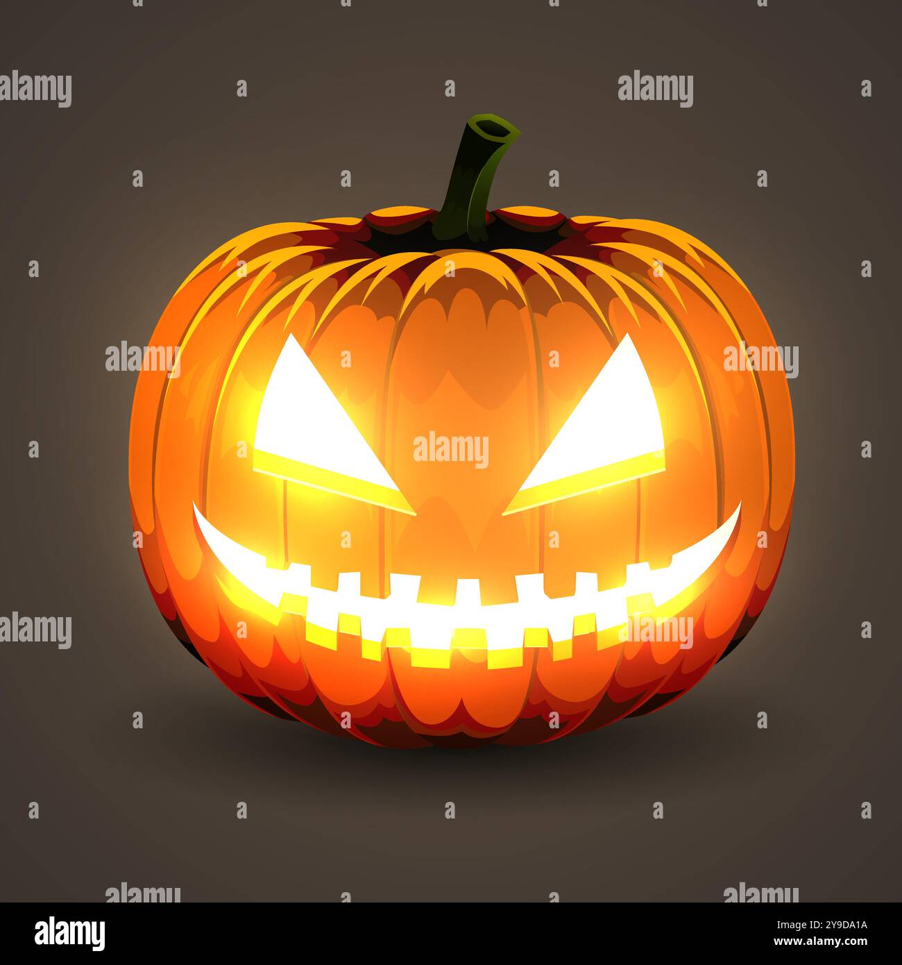 Halloween Pumpkin with glowing eyes on dark background. Vector ...