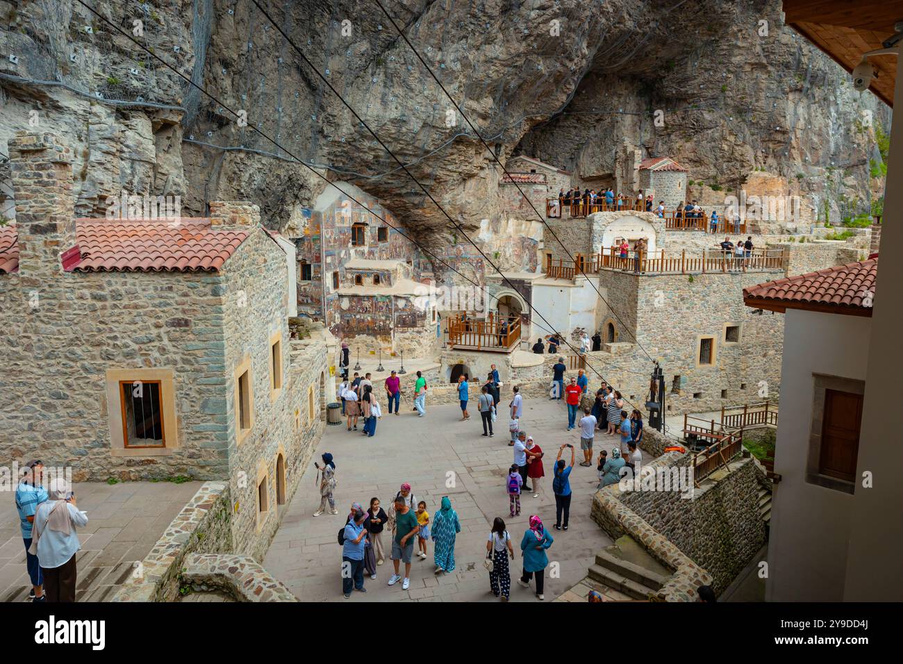 Sumela Monastery and tourists. Visit Turkey concept photo. Trabzon Turkey - 8.3.2024 Stock Photo