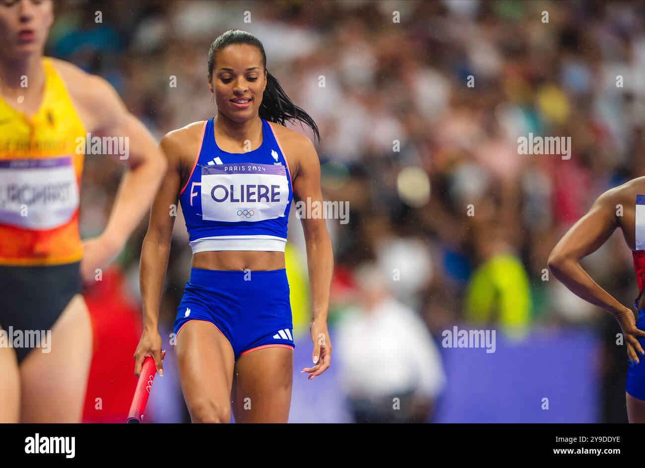 Orlann Oliere participating in the 4X100 meters relay at the Paris 2024