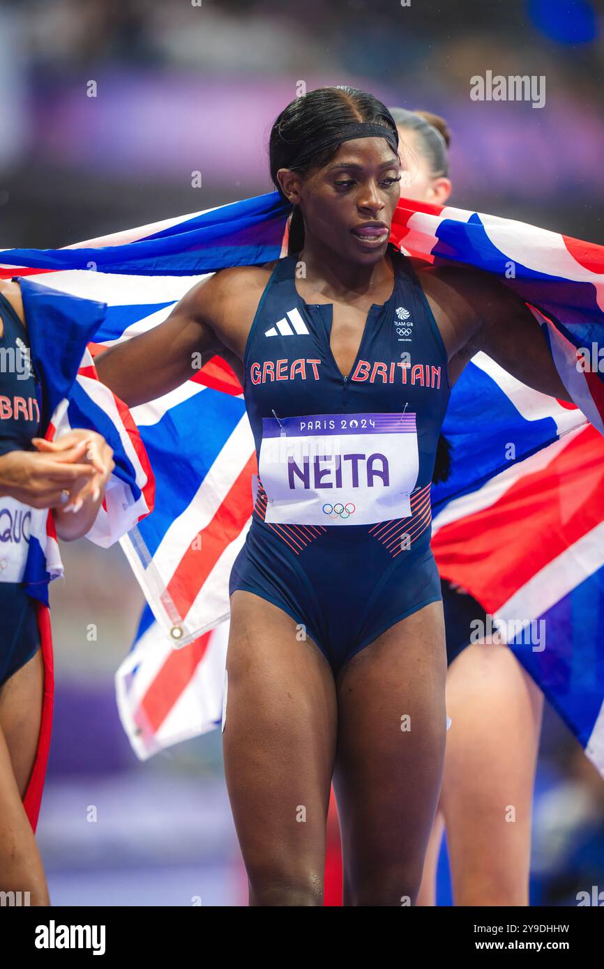 Daryll Neita participating in the 4X100 meters relay at the Paris 2024 ...