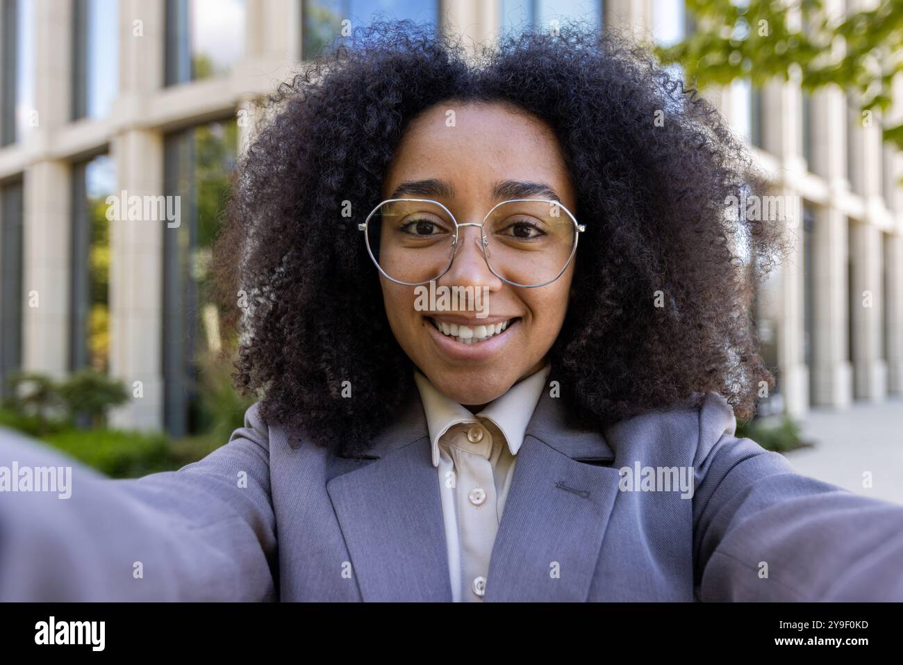 Woman takes selfie hi-res stock photography and images