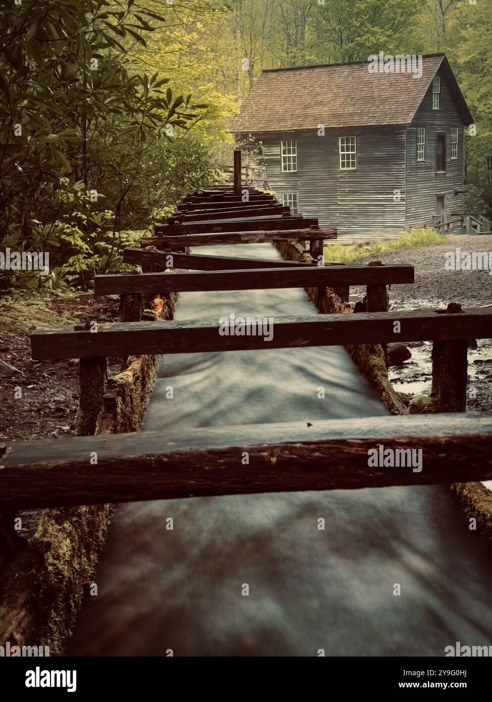 Mingus Mill in Great Smoky Mountains National Park, Cherokee, North Carolina - Smartphone Captured Stock Image