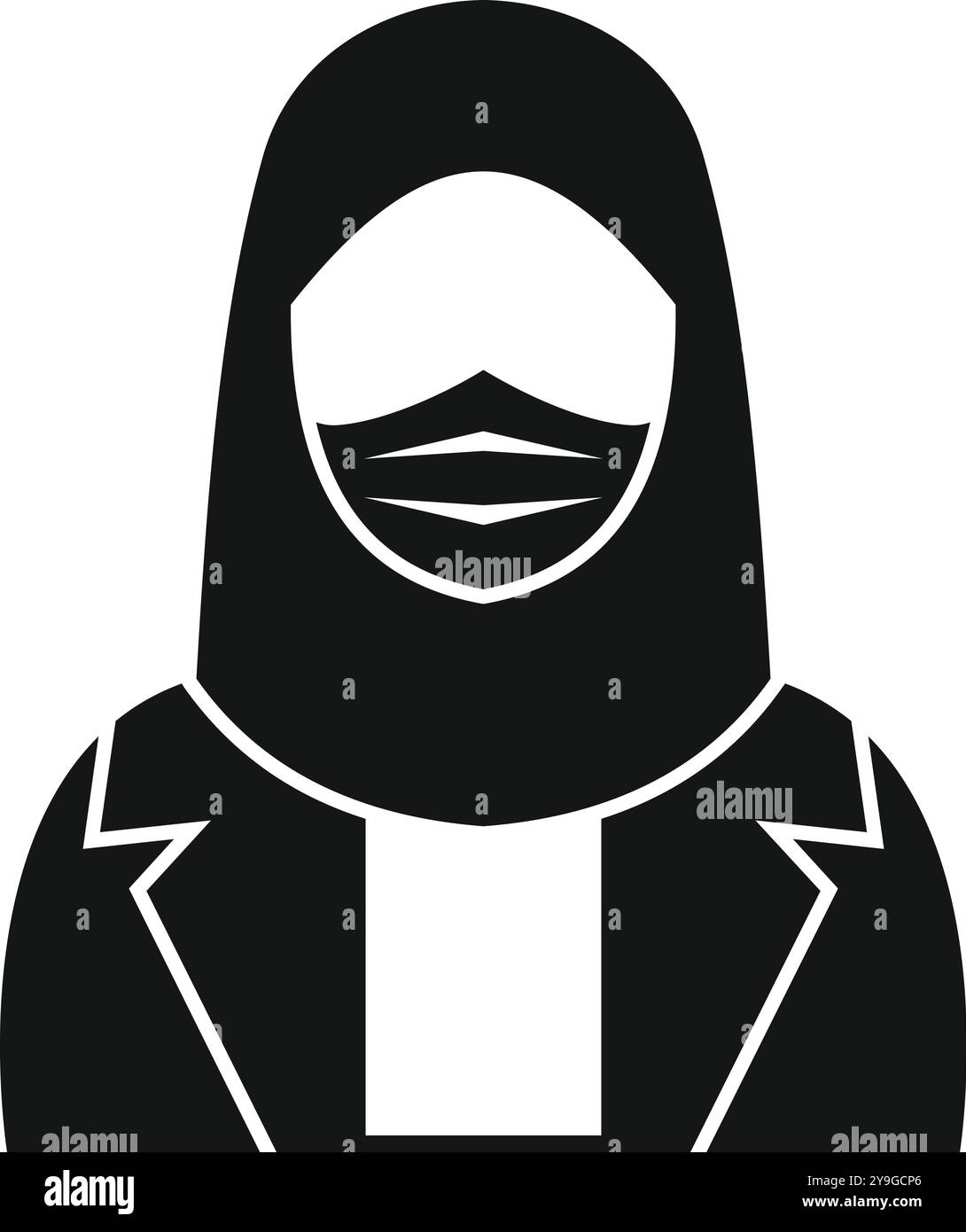 Simple vector icon of a muslim businesswoman wearing a medical mask ...