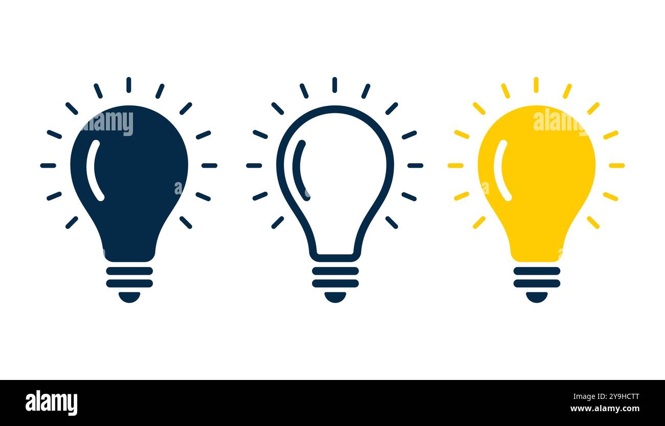 set of three light bulb represent effective business idea concept ...