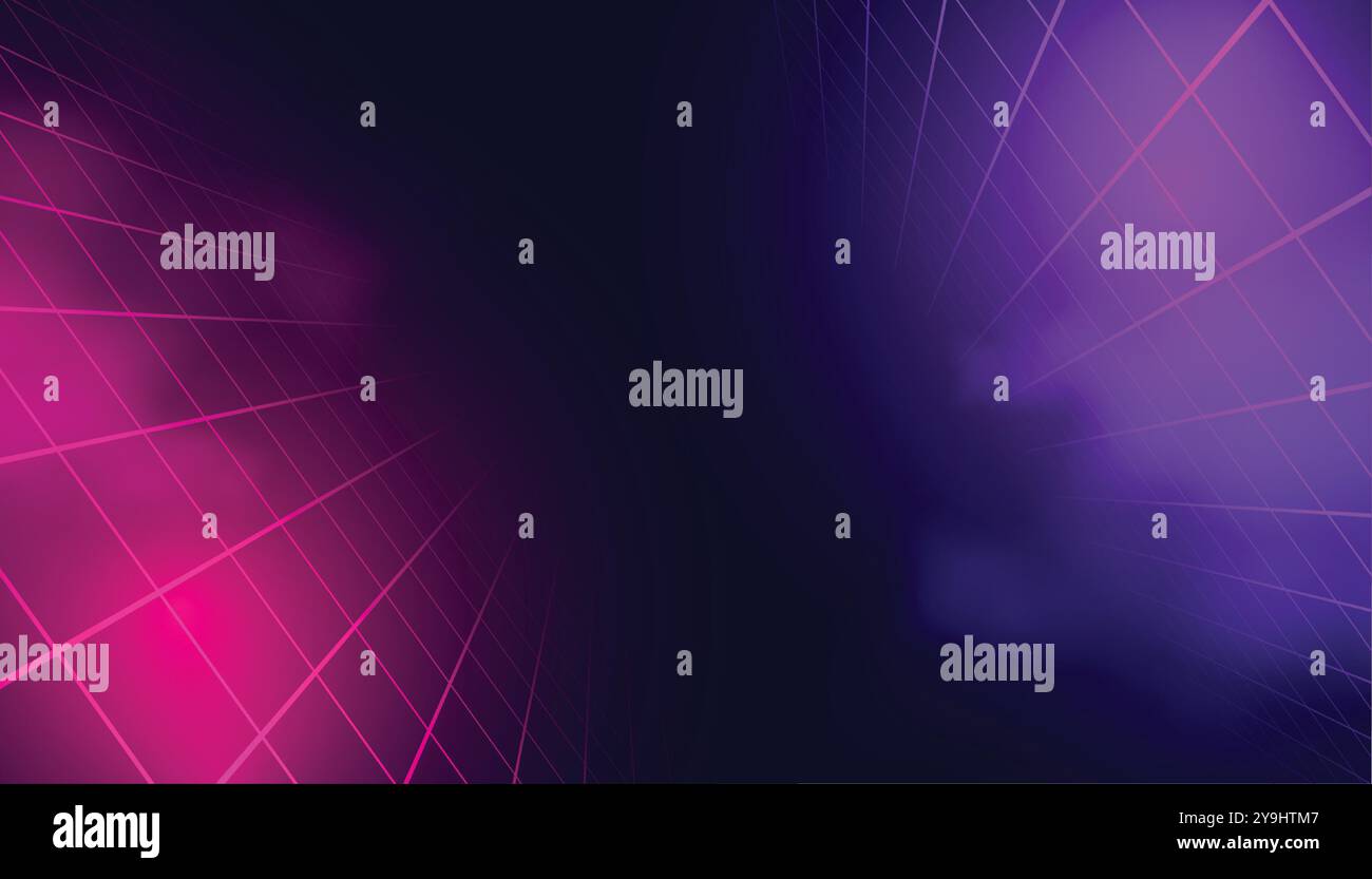 trendy retro synth line perspective wallpaper with smoke effect vector ...