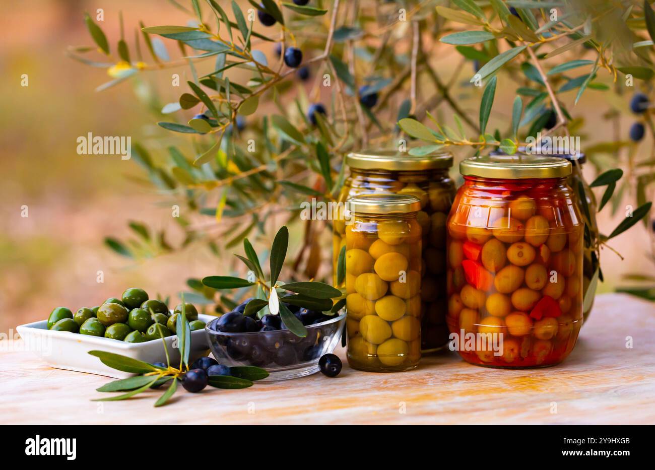 Various jars olive oil hi-res stock photography and images - Alamy