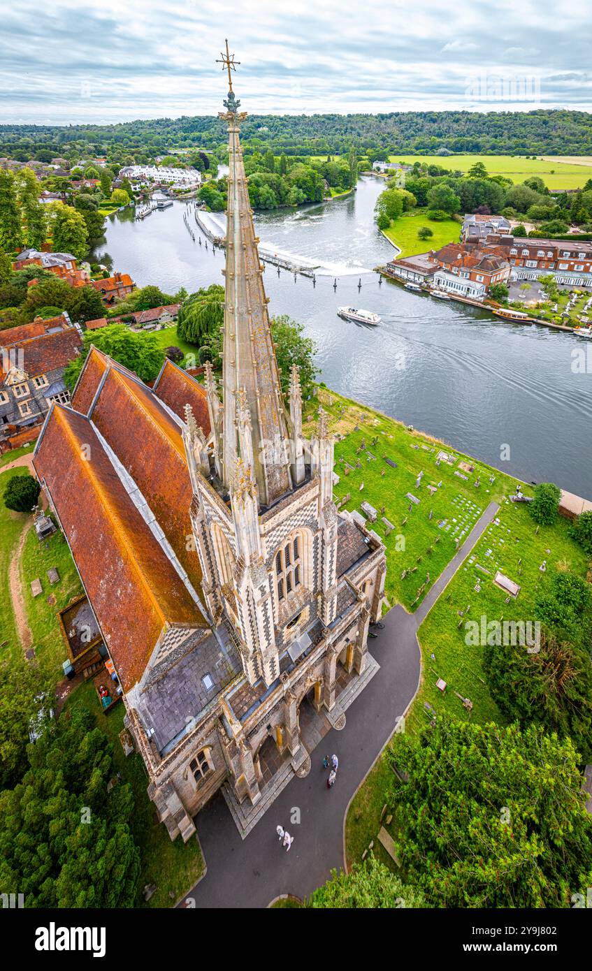 Aerial view of Marlow,a town and civil parish within the Unitary ...