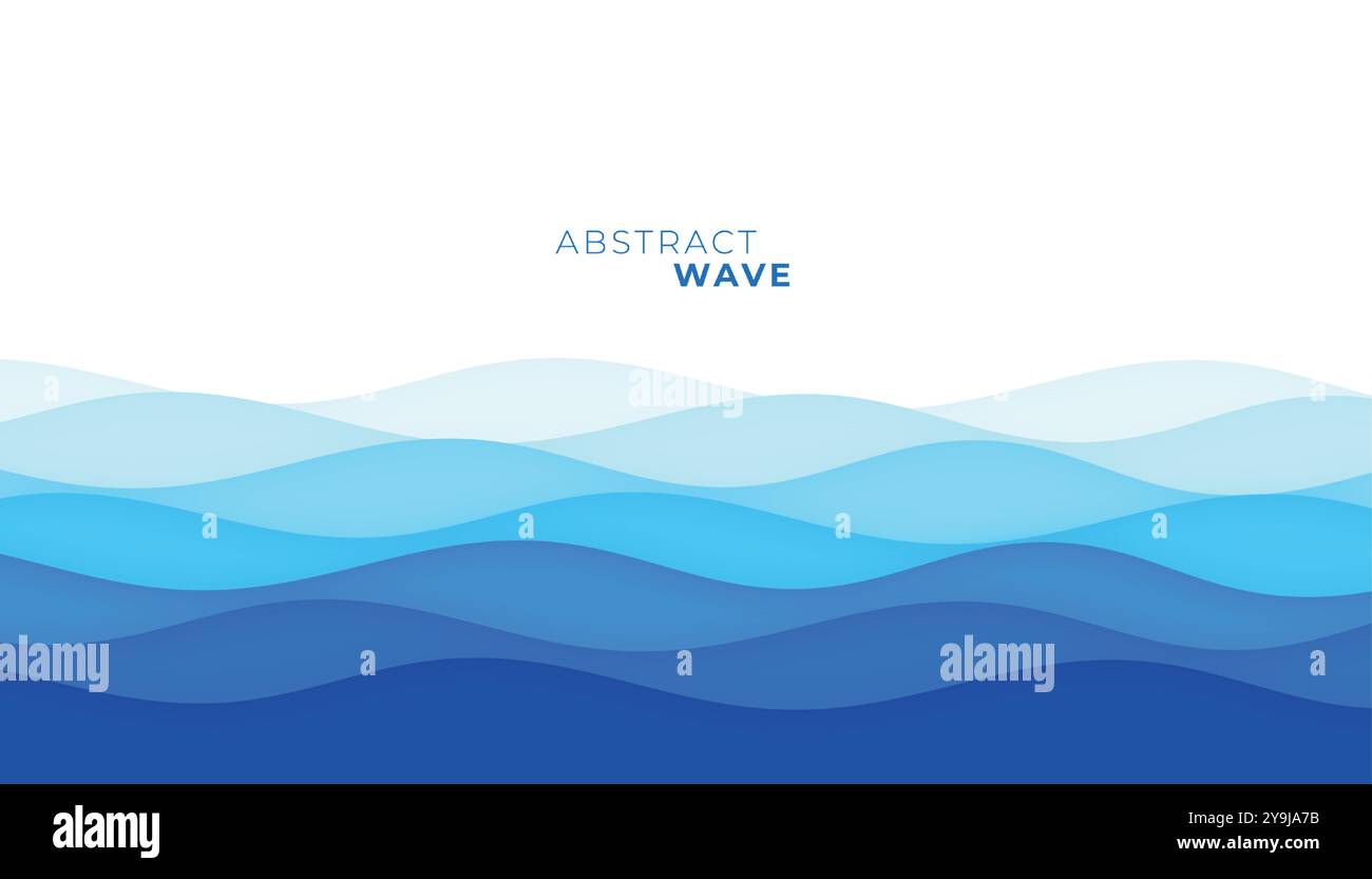abstract blue wave with flowing motion background in line style vector ...
