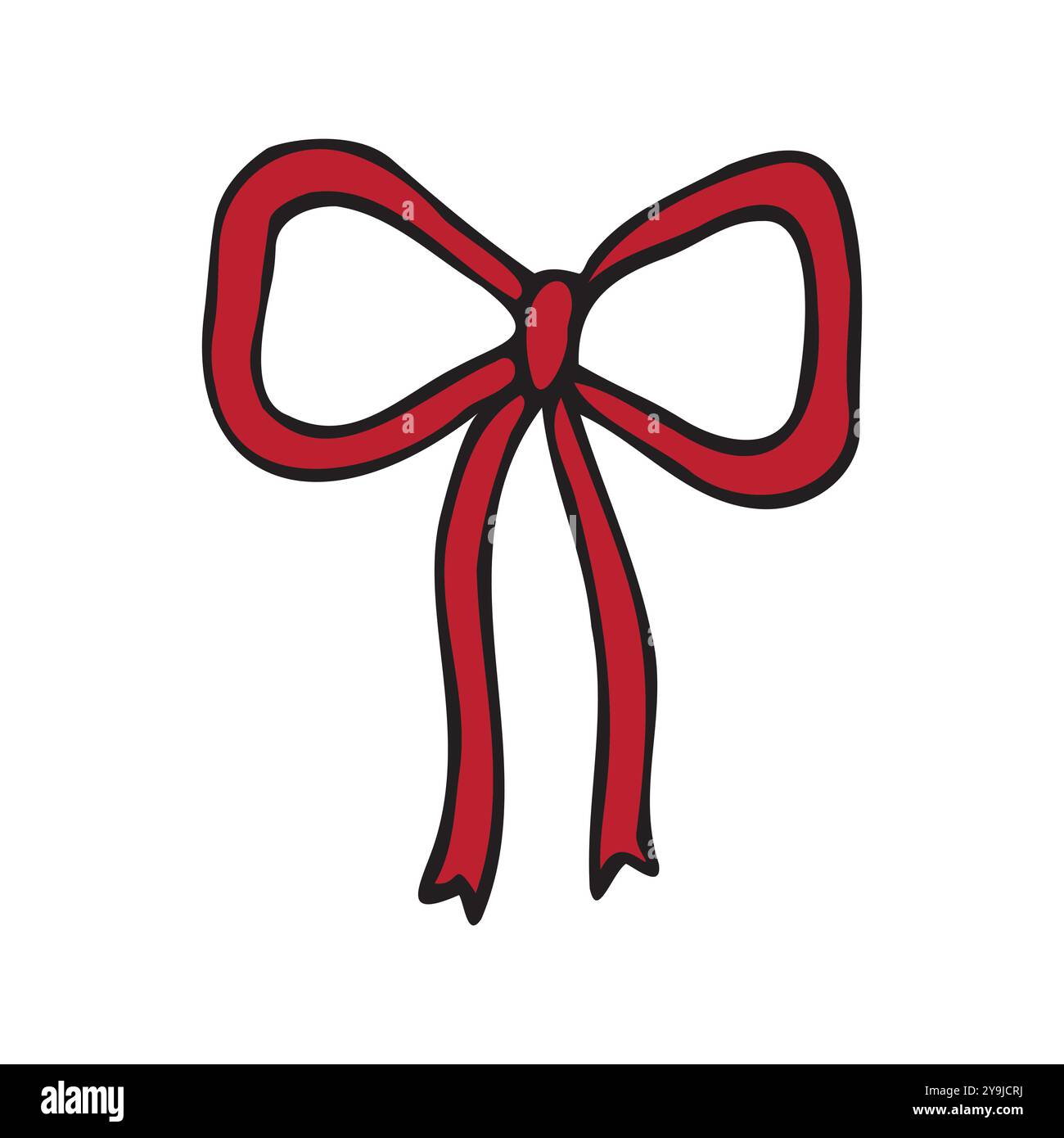 Vector hand drawn sketch doodle red colored bow tie isolated on white background Stock Vector