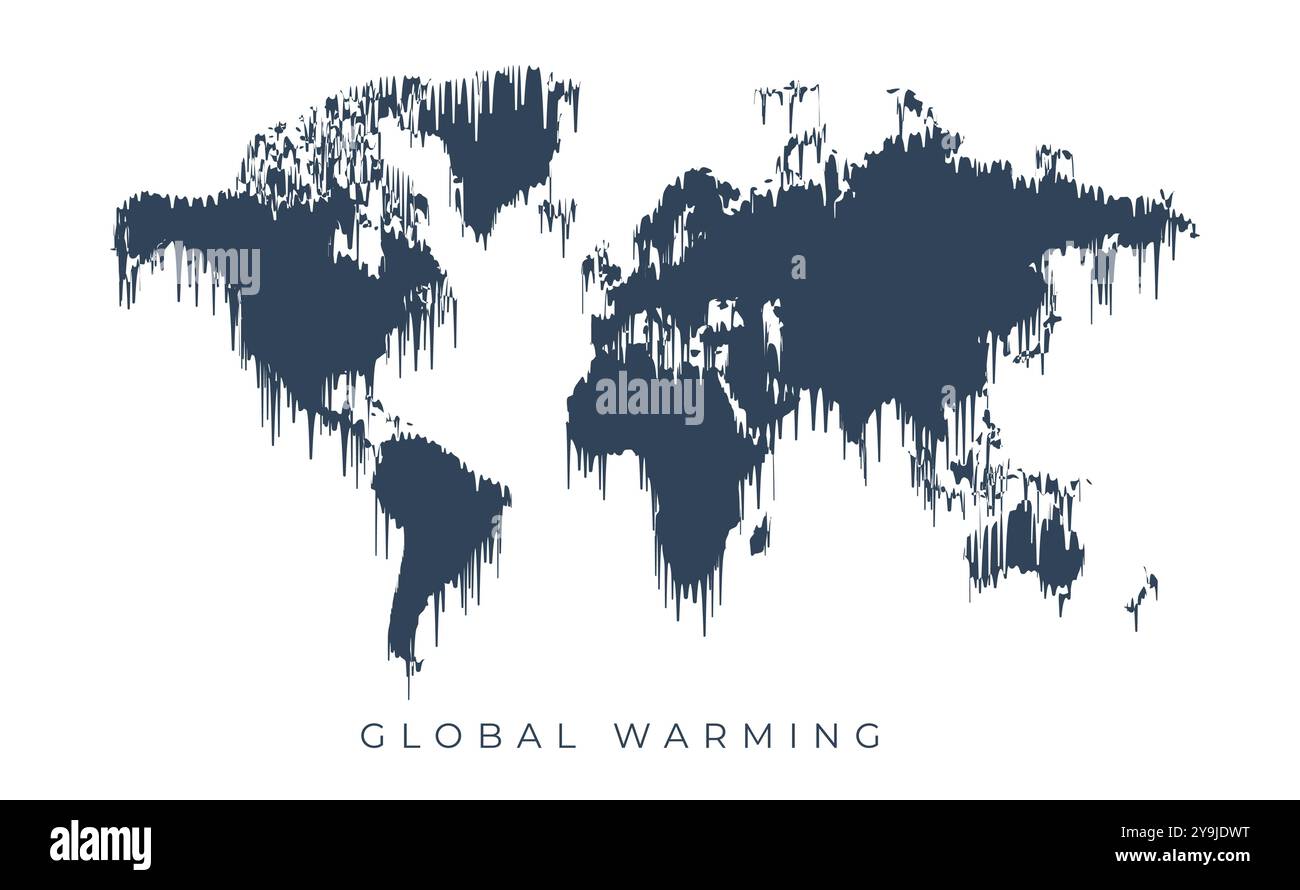 isolated world map in global warming concept template design Stock ...