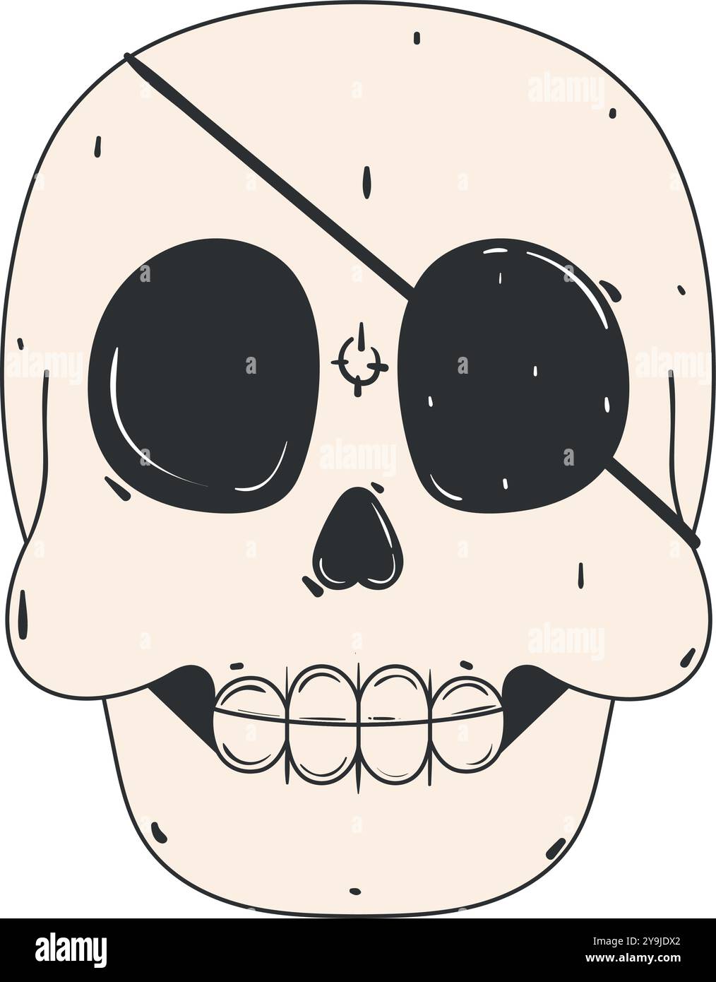 Pirate skull with eye patch in black and white, Vector Stock Vector ...