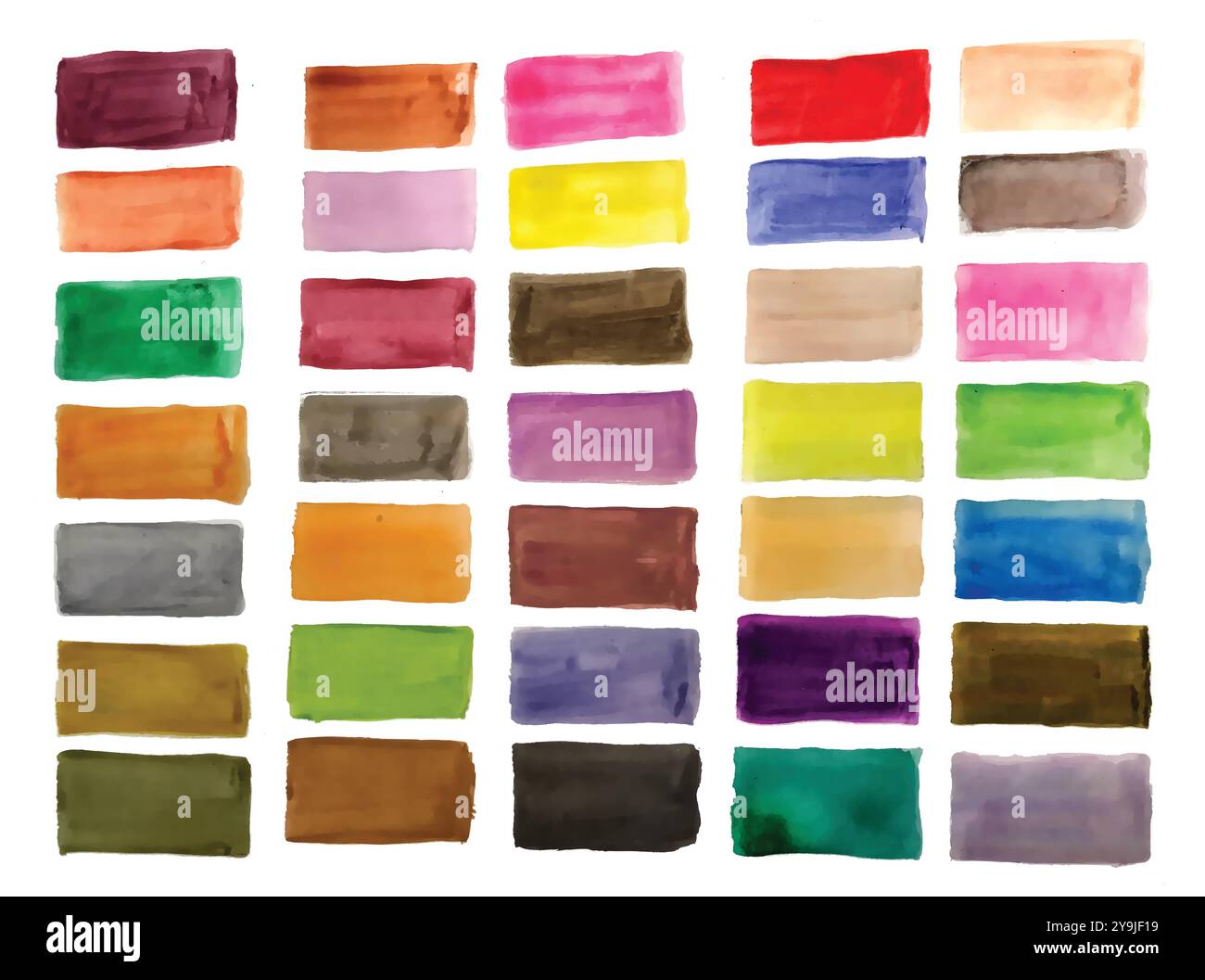 rectangular hand painted watercolor texture set in many colors vector ...