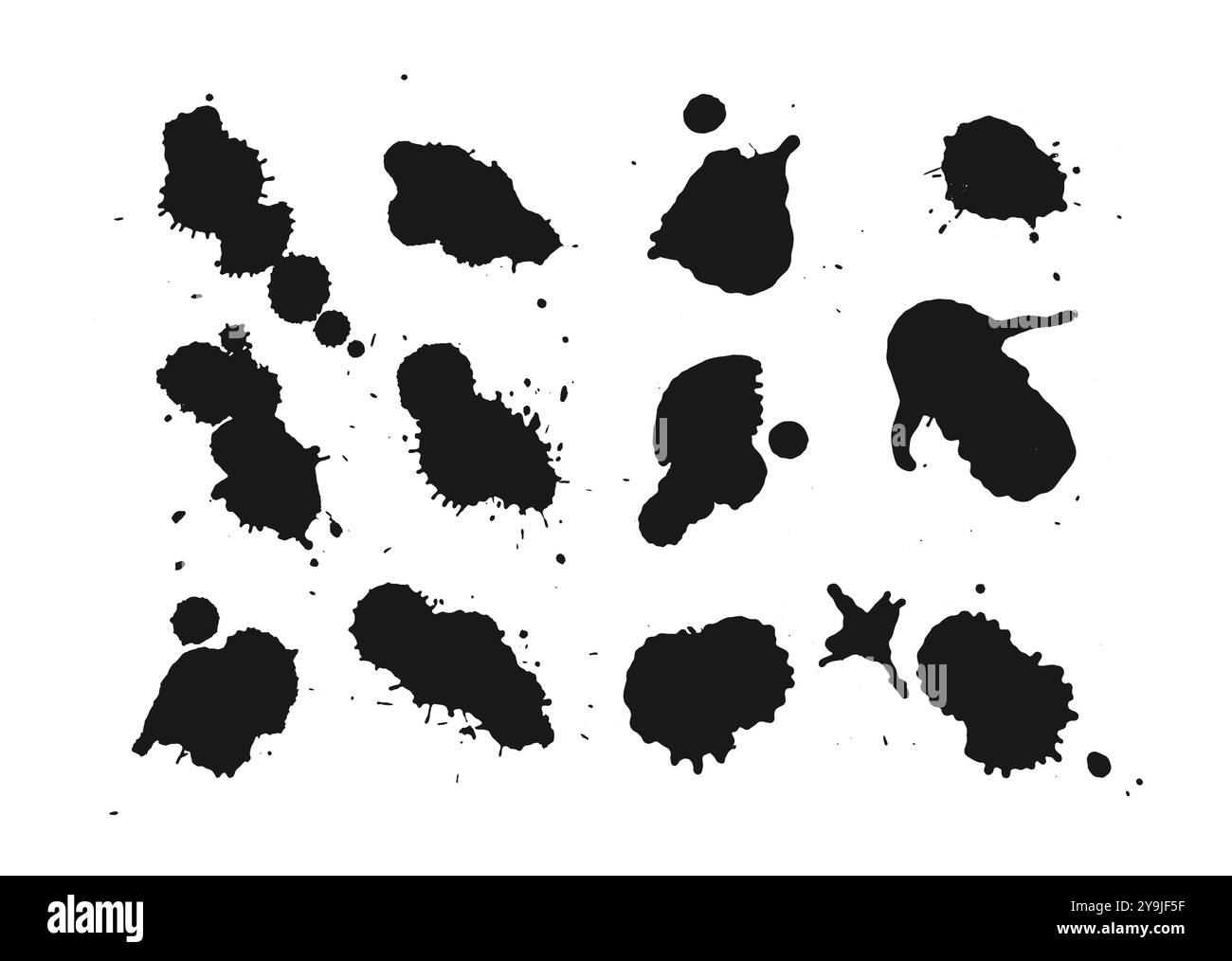 black ink splatter grunge stain texture set vector Stock Vector Image ...