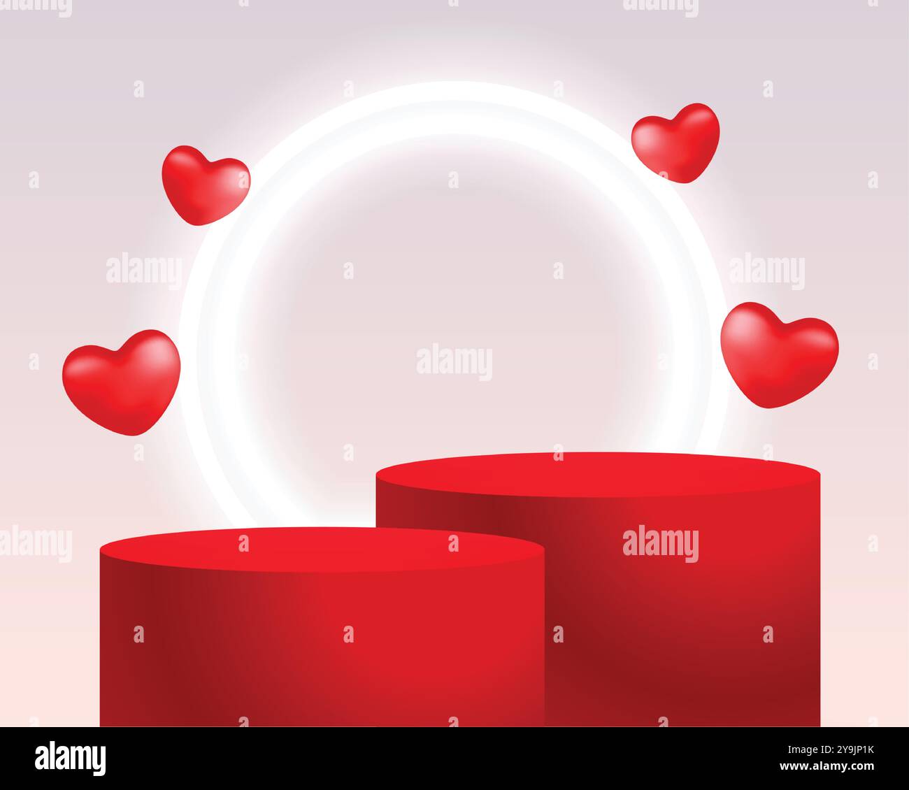 3d podium platform with neon frame for valentines day vector Stock ...