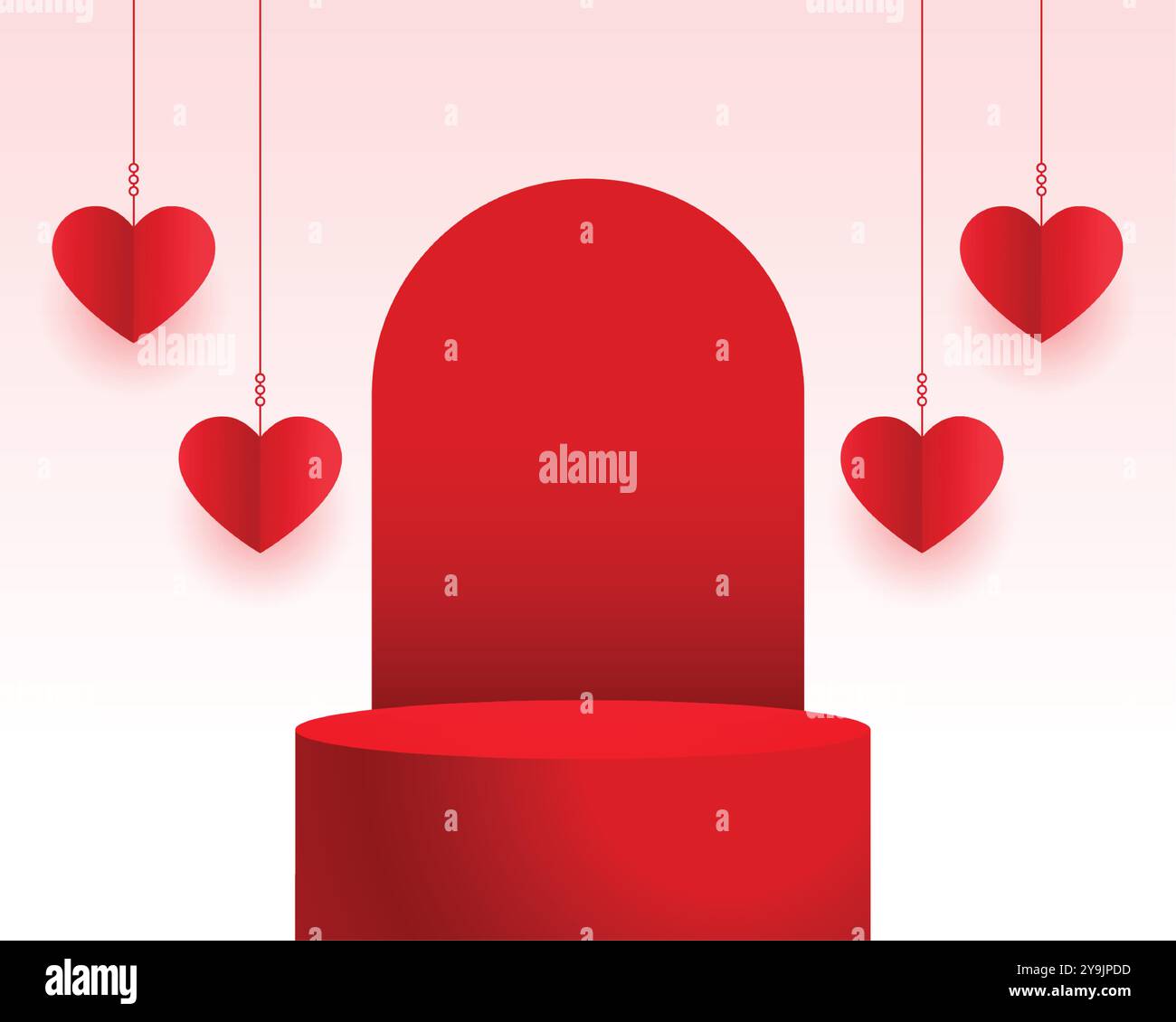 3d podium platform with paper hearts for valentines day vector Stock ...