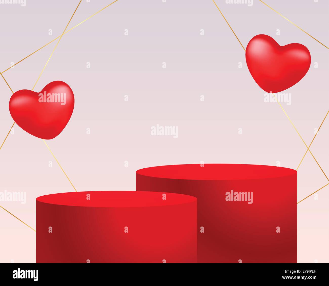 3d podium platform with lovely hearts for valentines day vector Stock ...