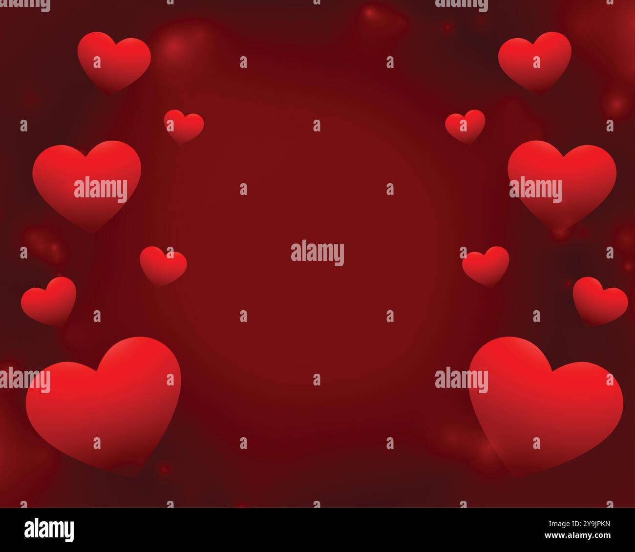 valentines day floating hearts red background with text space vector ...