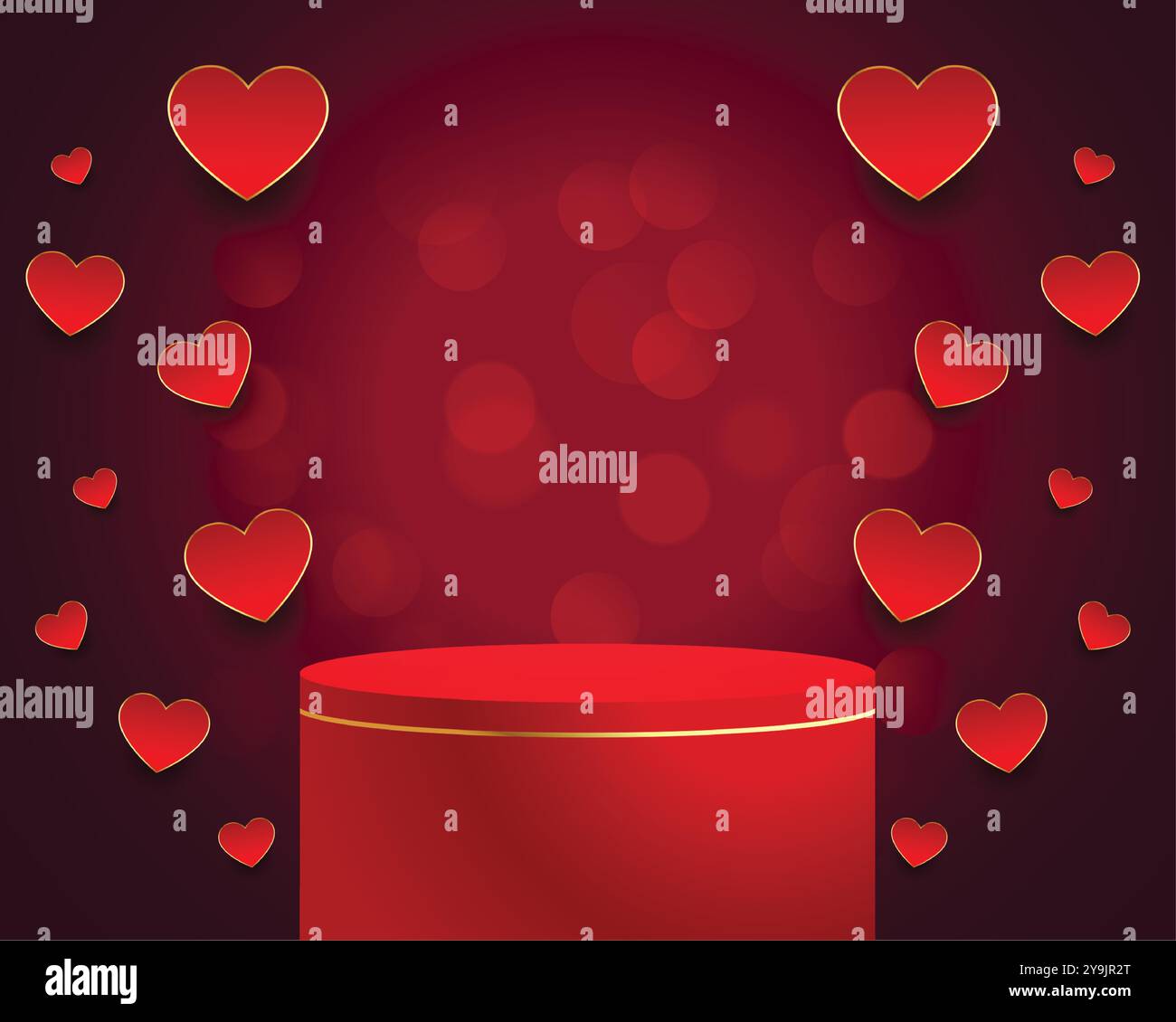 valentines day lovely card with 3d podium and love hearts vector Stock ...