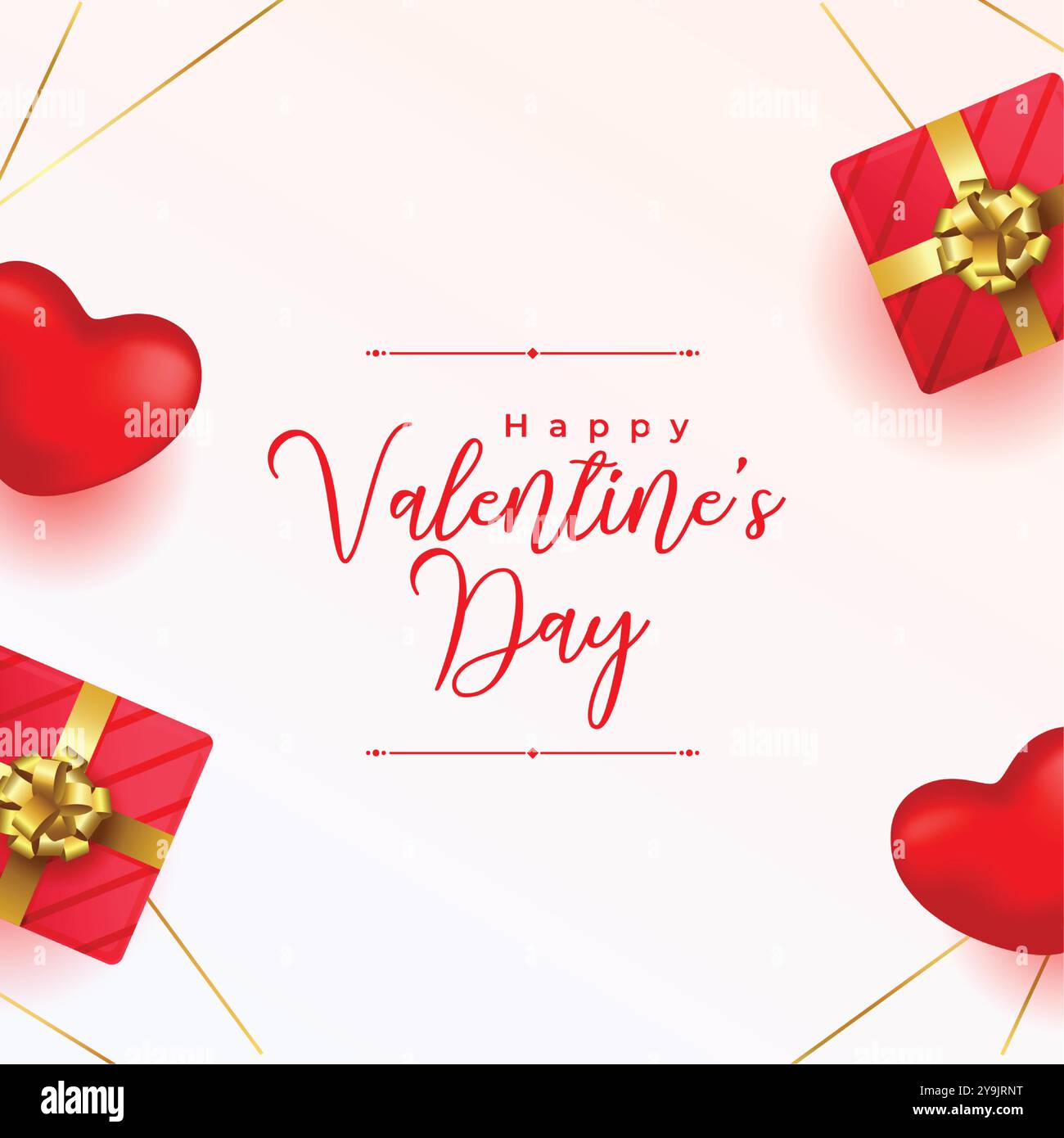 valentines day greeting card with realistic hearts and giftbox vector ...